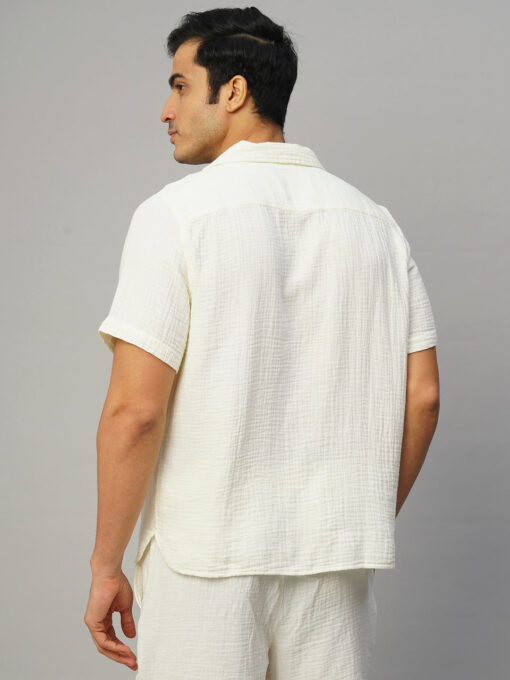 Men's White Cotton Loose Fit Shirt - Image 5