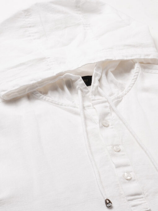 Men's White Cotton Linen Regular Fit Shirt - Image 8