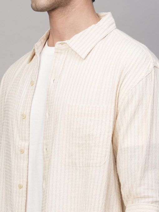 Men's Natural Cotton Viscose Regular Fit Striped Shirt - Image 8