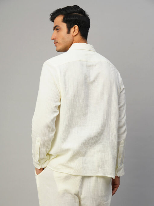 Men's White Cotton Regular Fit Shirt - Image 6