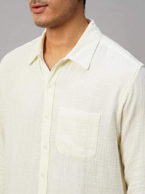 Men's White Cotton Regular Fit Shirt - Image 8