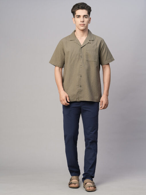 Men's Olive Cotton Regular Fit Shirt