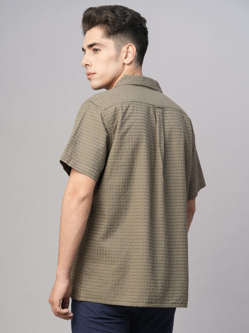 Men's Olive Cotton Regular Fit Shirt - Image 5