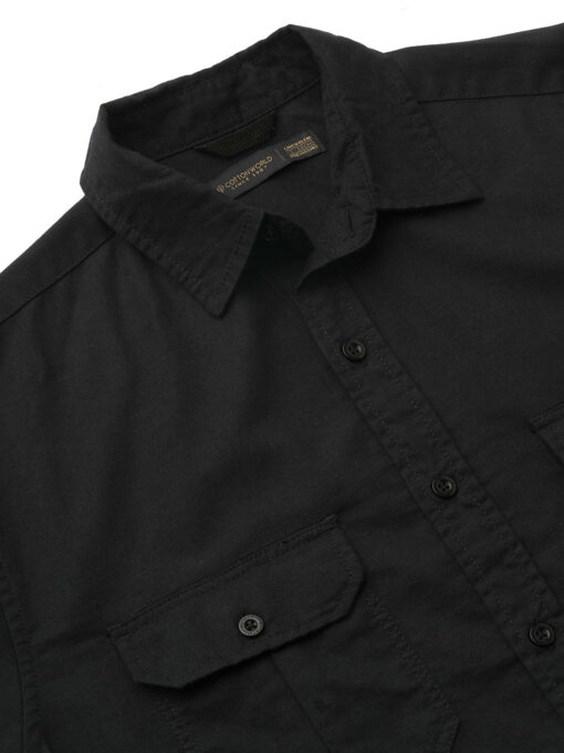 Men's Black Cotton Linen Regular Fit Shirt - Image 8