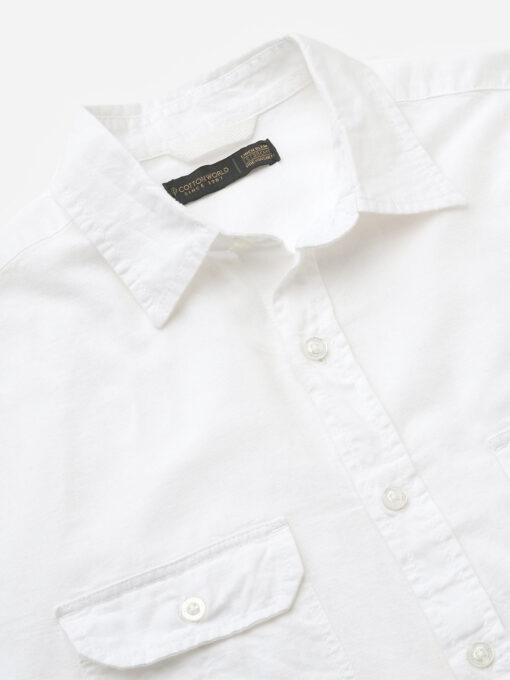 Men's White Cotton Linen Regular Fit Shirt - Image 9