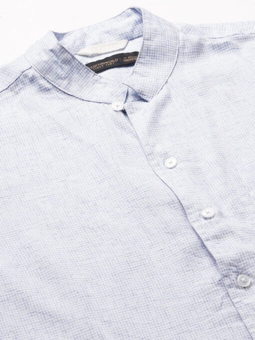 Men's Blue Cotton Regular Fit Checked Shirt - Image 8