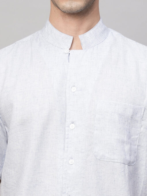 Men's Blue Cotton Regular Fit Checked Shirt - Image 6