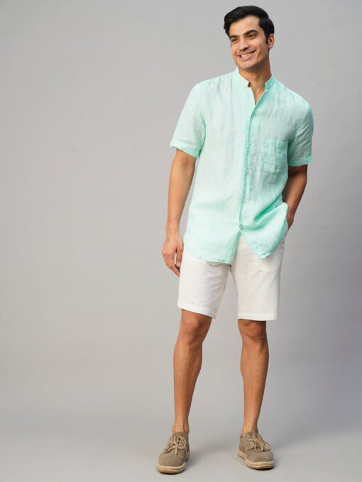 Men's Mint 100% Linen Regular Fit Shirt