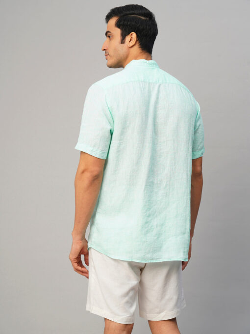 Men's Mint 100% Linen Regular Fit Shirt - Image 5