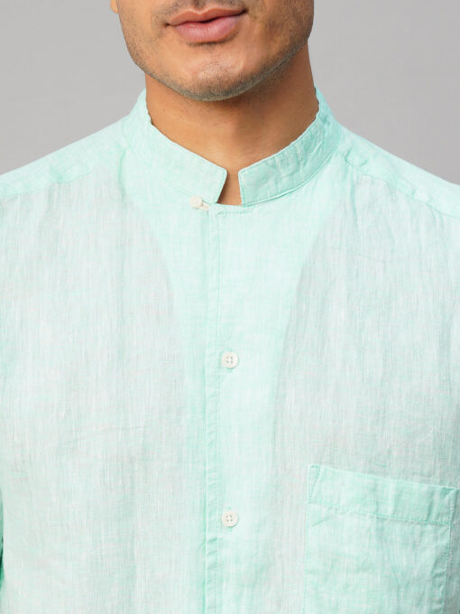 Men's Mint 100% Linen Regular Fit Shirt - Image 6