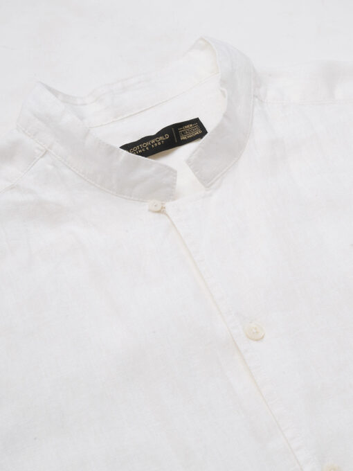 Men's White 100% Linen Regular Fit Shirt - Image 8