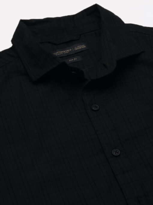 Men's Black Cotton Slim Fit Shirt - Image 8