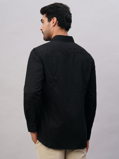 Men's Black Cotton Slim Fit Shirt - Image 5