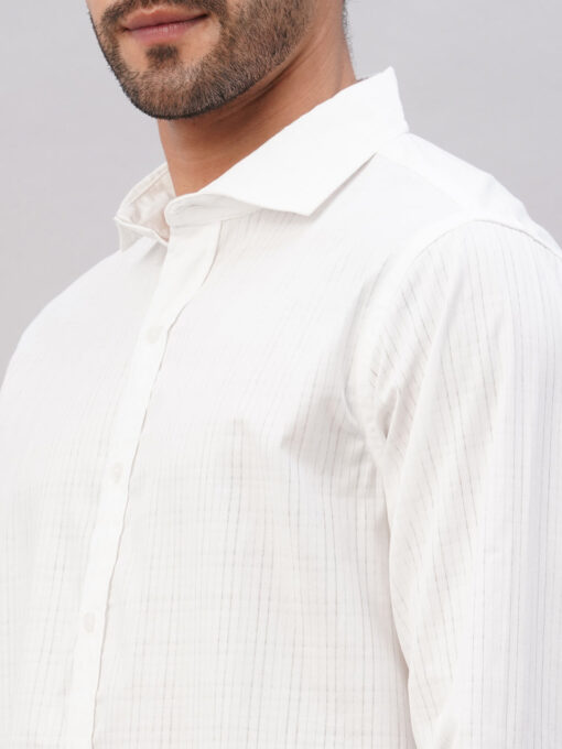 Men's White Cotton Slim Fit Shirt - Image 7