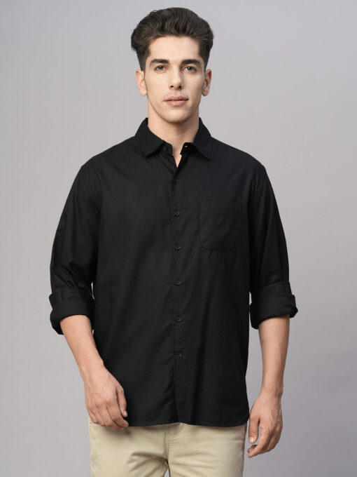 Men's Black Cotton Modal Loose Fit Shirt - Image 2