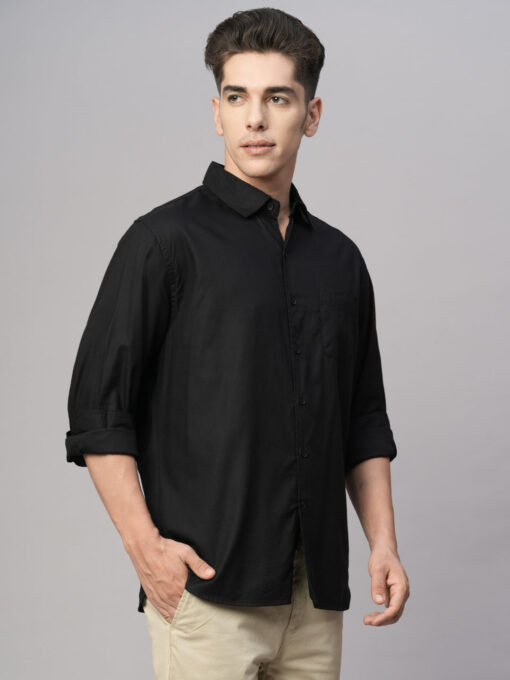 Men's Black Cotton Modal Loose Fit Shirt - Image 4