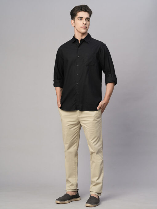 Men's Black Cotton Modal Loose Fit Shirt