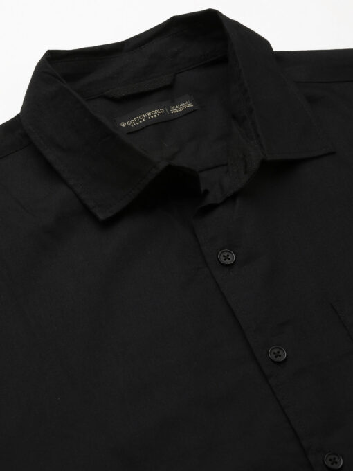 Men's Black Cotton Modal Loose Fit Shirt - Image 8