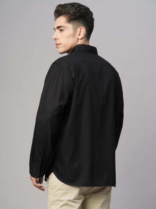 Men's Black Cotton Modal Loose Fit Shirt - Image 5