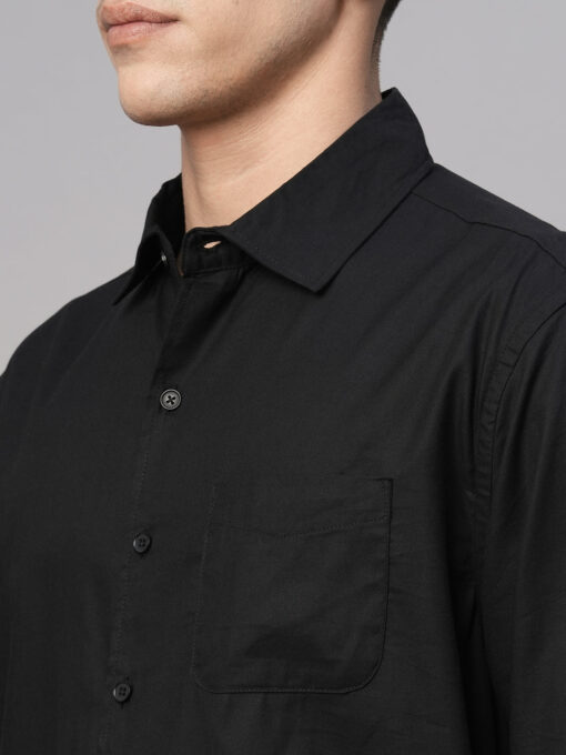 Men's Black Cotton Modal Loose Fit Shirt - Image 6