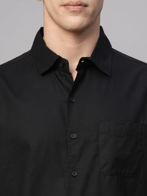 Men's Black Cotton Modal Loose Fit Shirt - Image 7