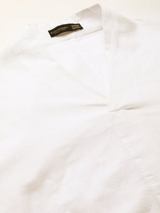 Men's White Cotton Linen Regular Fit Shirt - Image 8