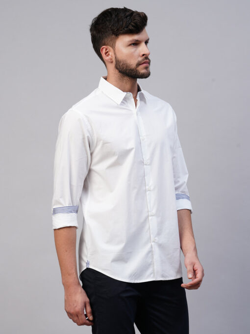 Men's White Cotton Slim Fit shirt - Image 4