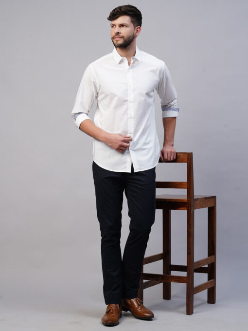 Men's White Cotton Slim Fit shirt