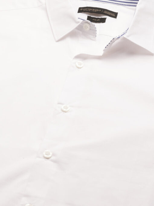 Men's White Cotton Slim Fit shirt - Image 8