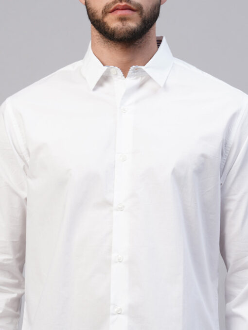 Men's White Cotton Slim Fit shirt - Image 6