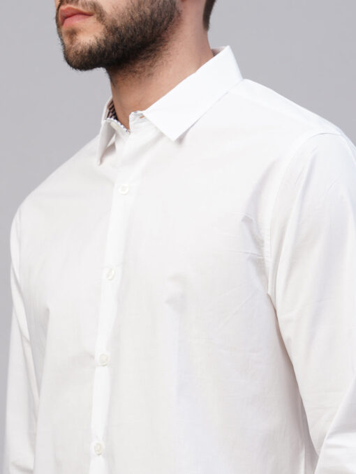 Men's White Cotton Slim Fit shirt - Image 7