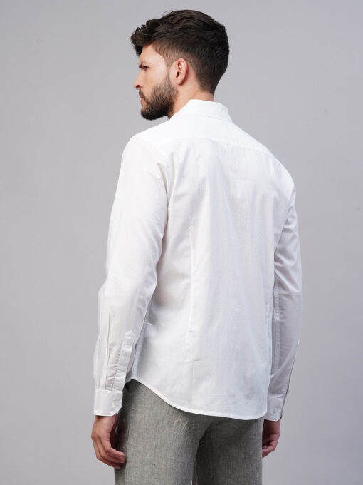 Men's White Cotton Slim Fit shirt - Image 5