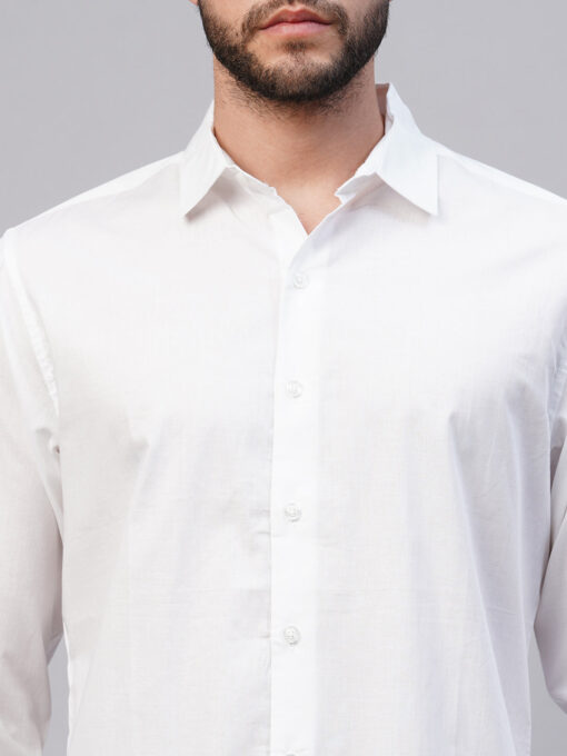 Men's White Cotton Slim Fit shirt - Image 6