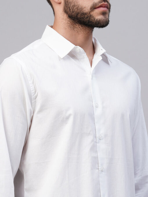 Men's White Cotton Slim Fit shirt - Image 7