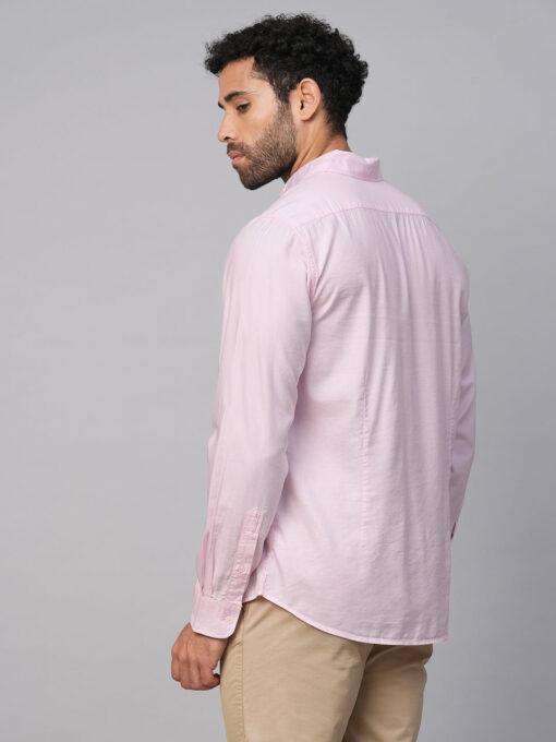 Men's Pink Cotton Modal Slim Fit Shirt - Image 5