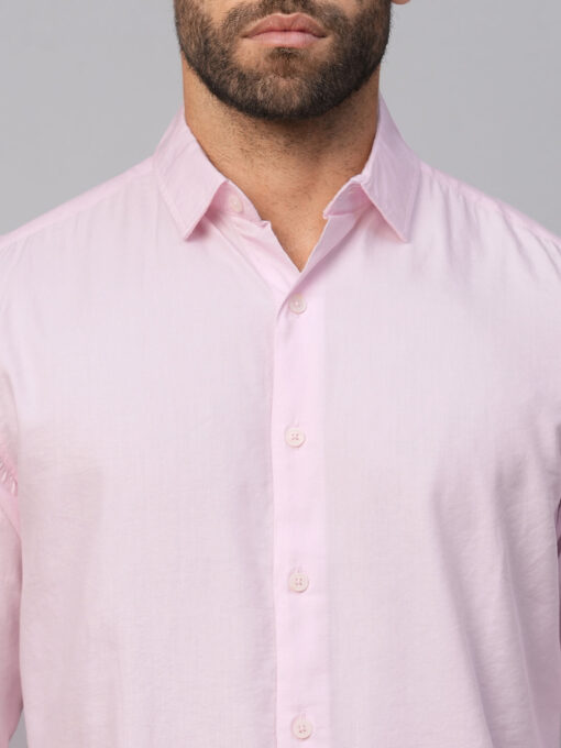 Men's Pink Cotton Modal Slim Fit Shirt - Image 6