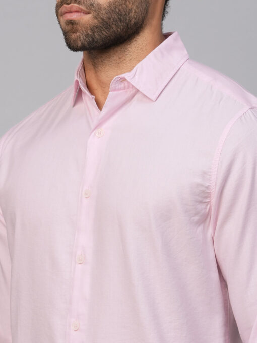 Men's Pink Cotton Modal Slim Fit Shirt - Image 7