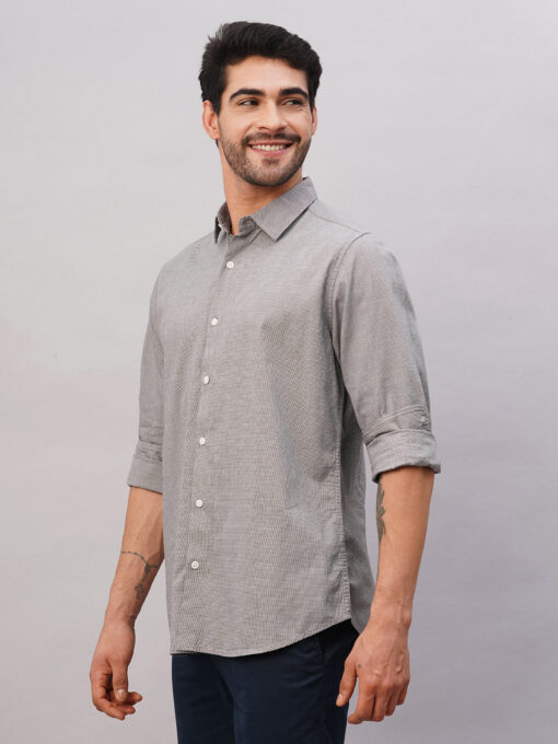 Men's Brown Cotton Slim Fit Shirt - Image 3