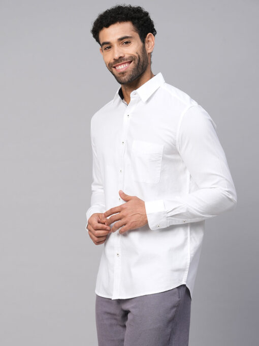 Men's White A Cotton Regular Fit Shirt - Image 3