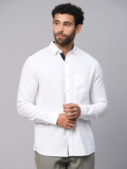 Men's White B Cotton Regular Fit Shirt - Image 2