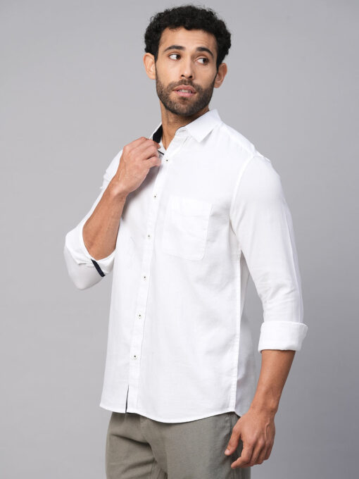 Men's White B Cotton Regular Fit Shirt - Image 3