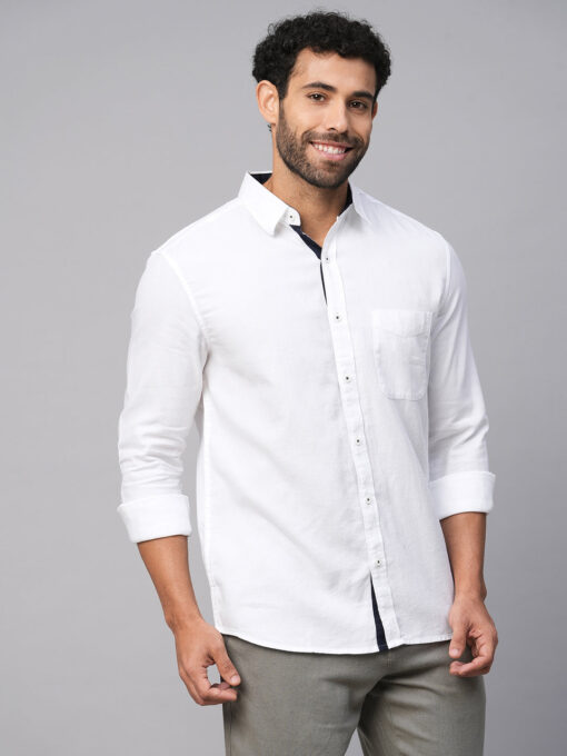 Men's White B Cotton Regular Fit Shirt - Image 4