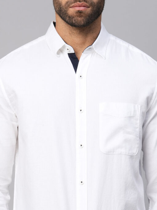 Men's White B Cotton Regular Fit Shirt - Image 6