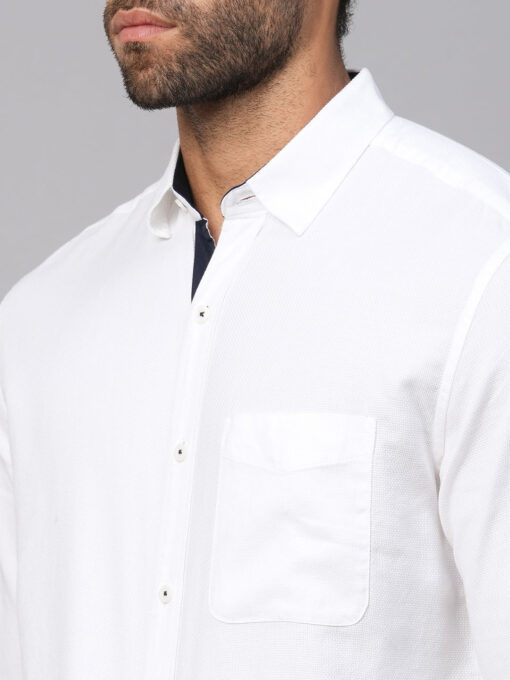 Men's White B Cotton Regular Fit Shirt - Image 7