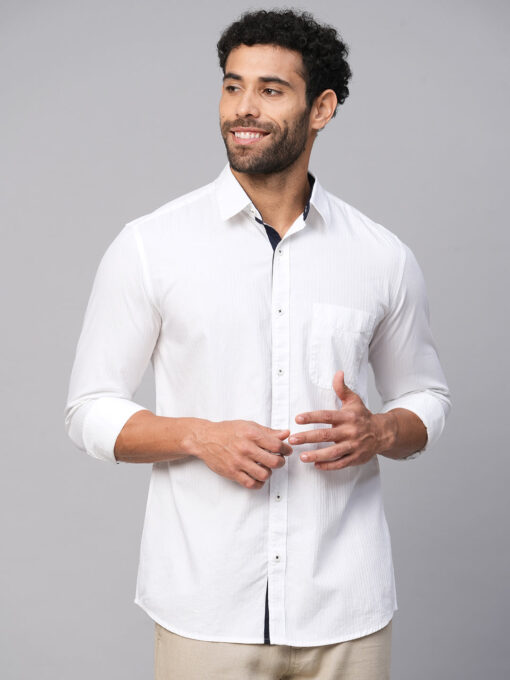 Men's White C Cotton Regular Fit Shirt - Image 2