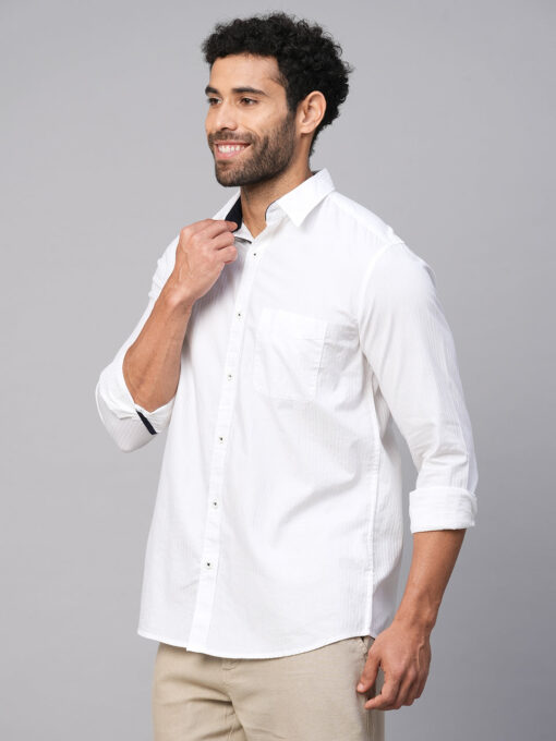 Men's White C Cotton Regular Fit Shirt - Image 3