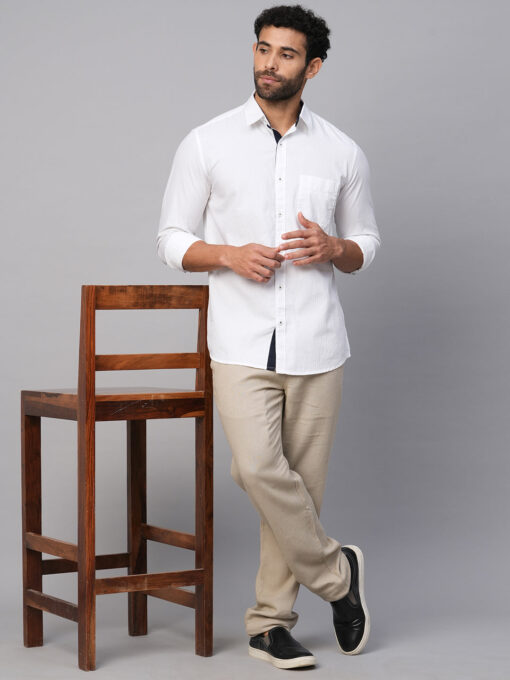 Men's White C Cotton Regular Fit Shirt