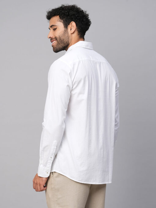 Men's White C Cotton Regular Fit Shirt - Image 5