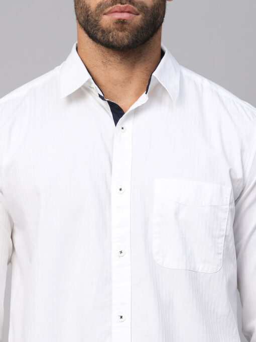 Men's White C Cotton Regular Fit Shirt - Image 6