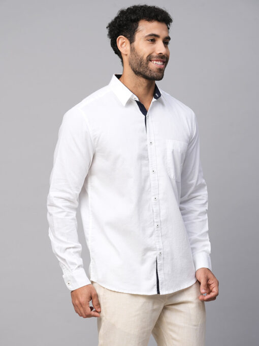 Men's White Cotton Regular Fit Shirt - Image 4